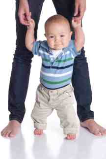 baby walking with mother small